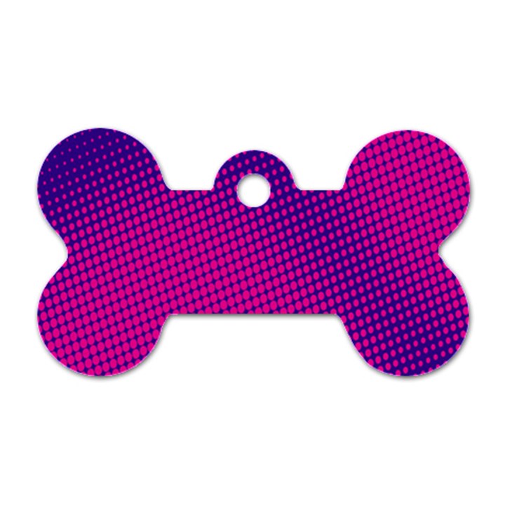 Retro Halftone Pink On Blue Dog Tag Bone (Two Sides)