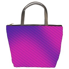 Retro Halftone Pink On Blue Bucket Bags