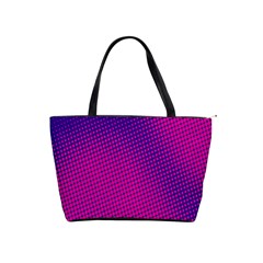 Retro Halftone Pink On Blue Shoulder Handbags by Simbadda