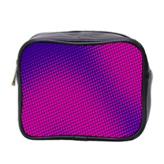 Retro Halftone Pink On Blue Mini Toiletries Bag 2-side by Simbadda