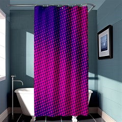 Retro Halftone Pink On Blue Shower Curtain 36  X 72  (stall) 