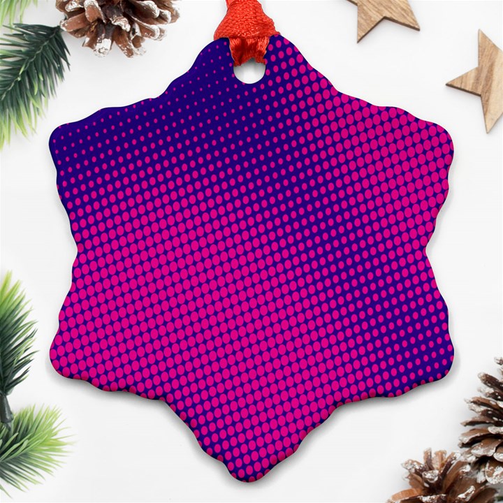 Retro Halftone Pink On Blue Ornament (Snowflake)