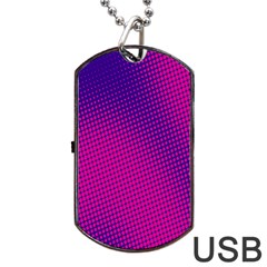 Retro Halftone Pink On Blue Dog Tag Usb Flash (one Side)