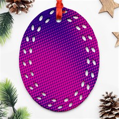 Retro Halftone Pink On Blue Ornament (oval Filigree)