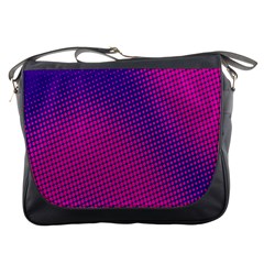 Retro Halftone Pink On Blue Messenger Bags