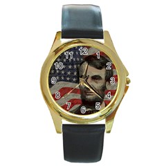 Lincoln Day  Round Gold Metal Watch by Valentinaart