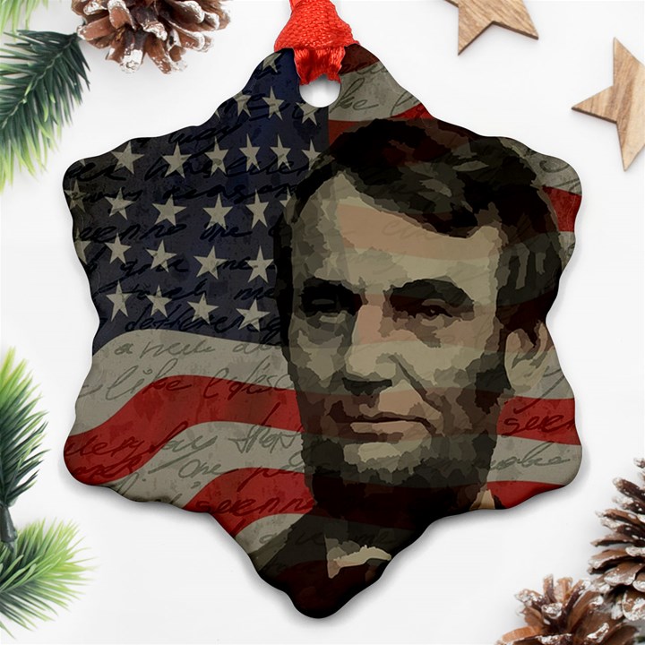 Lincoln day  Snowflake Ornament (Two Sides)