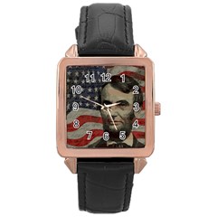 Lincoln Day  Rose Gold Leather Watch  by Valentinaart