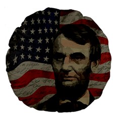 Lincoln Day  Large 18  Premium Flano Round Cushions by Valentinaart