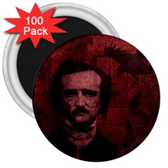 Edgar Allan Poe  3  Magnets (100 Pack) by Valentinaart