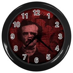 Edgar Allan Poe  Wall Clocks (black) by Valentinaart