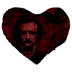 Edgar Allan Poe  Large 19  Premium Heart Shape Cushions by Valentinaart