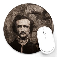 Edgar Allan Poe  Round Mousepads by Valentinaart