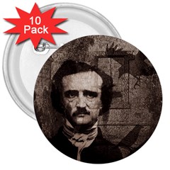 Edgar Allan Poe  3  Buttons (10 Pack)  by Valentinaart