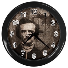 Edgar Allan Poe  Wall Clocks (black) by Valentinaart