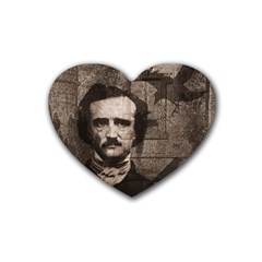 Edgar Allan Poe  Rubber Coaster (heart)  by Valentinaart