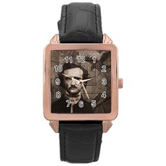 Edgar Allan Poe  Rose Gold Leather Watch 