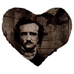 Edgar Allan Poe  Large 19  Premium Flano Heart Shape Cushions