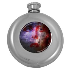 David Bowie  Round Hip Flask (5 Oz) by Valentinaart