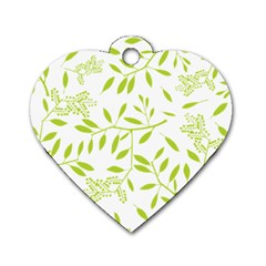 Leaves Pattern Seamless Dog Tag Heart (two Sides) by Simbadda