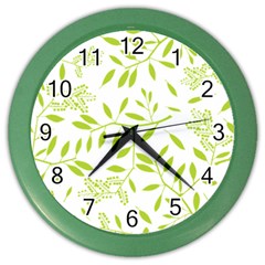 Leaves Pattern Seamless Color Wall Clocks by Simbadda