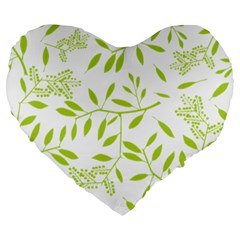 Leaves Pattern Seamless Large 19  Premium Heart Shape Cushions