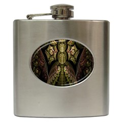 Fractal Abstract Patterns Gold Hip Flask (6 Oz) by Simbadda