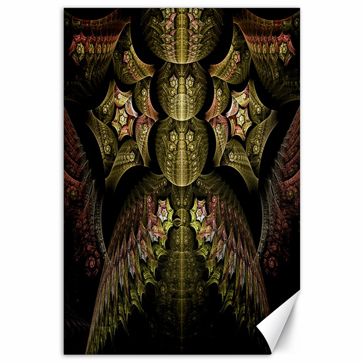 Fractal Abstract Patterns Gold Canvas 12  x 18  