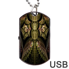 Fractal Abstract Patterns Gold Dog Tag Usb Flash (two Sides) by Simbadda