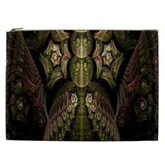 Fractal Abstract Patterns Gold Cosmetic Bag (xxl)  by Simbadda