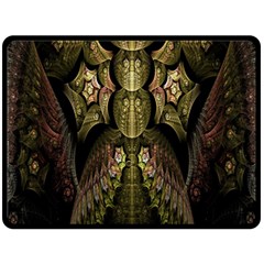 Fractal Abstract Patterns Gold Double Sided Fleece Blanket (large)  by Simbadda