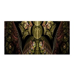 Fractal Abstract Patterns Gold Satin Wrap