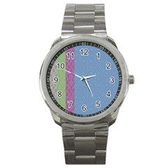 Fine Line Pattern Background Vector Sport Metal Watch by Simbadda