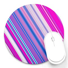 Line Obliquely Pink Round Mousepads