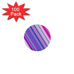 Line Obliquely Pink 1  Mini Buttons (100 Pack) 