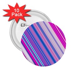 Line Obliquely Pink 2 25  Buttons (10 Pack) 