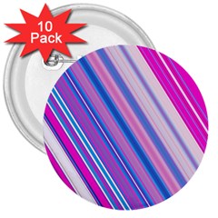 Line Obliquely Pink 3  Buttons (10 Pack) 