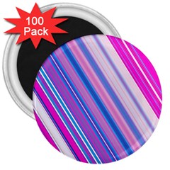 Line Obliquely Pink 3  Magnets (100 Pack)