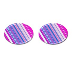 Line Obliquely Pink Cufflinks (oval)