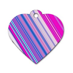 Line Obliquely Pink Dog Tag Heart (two Sides)