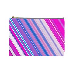 Line Obliquely Pink Cosmetic Bag (large)  by Simbadda