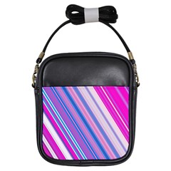 Line Obliquely Pink Girls Sling Bags by Simbadda