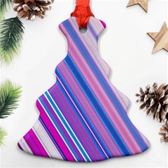 Line Obliquely Pink Christmas Tree Ornament (two Sides)