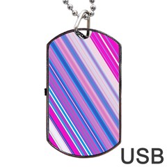 Line Obliquely Pink Dog Tag Usb Flash (one Side) by Simbadda