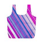 Line Obliquely Pink Full Print Recycle Bags (M)  Front