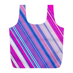 Line Obliquely Pink Full Print Recycle Bags (l)  by Simbadda