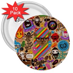 Background Images Colorful Bright 3  Buttons (10 Pack) 