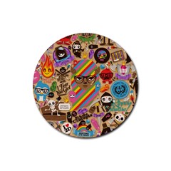 Background Images Colorful Bright Rubber Round Coaster (4 Pack) 