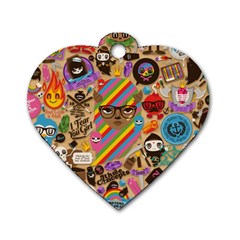 Background Images Colorful Bright Dog Tag Heart (one Side)