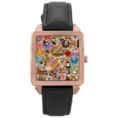 Background Images Colorful Bright Rose Gold Leather Watch 